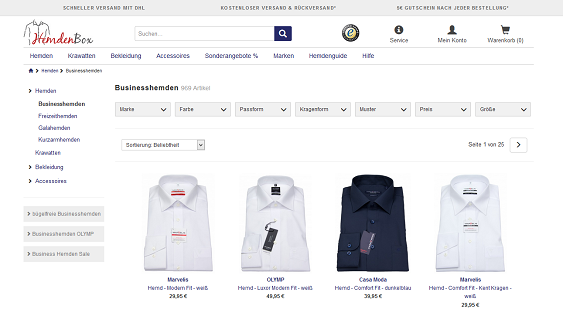 Screenshot der Website hemdenbox.de